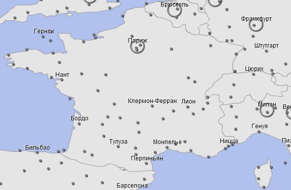 Карта аэропортов Франции